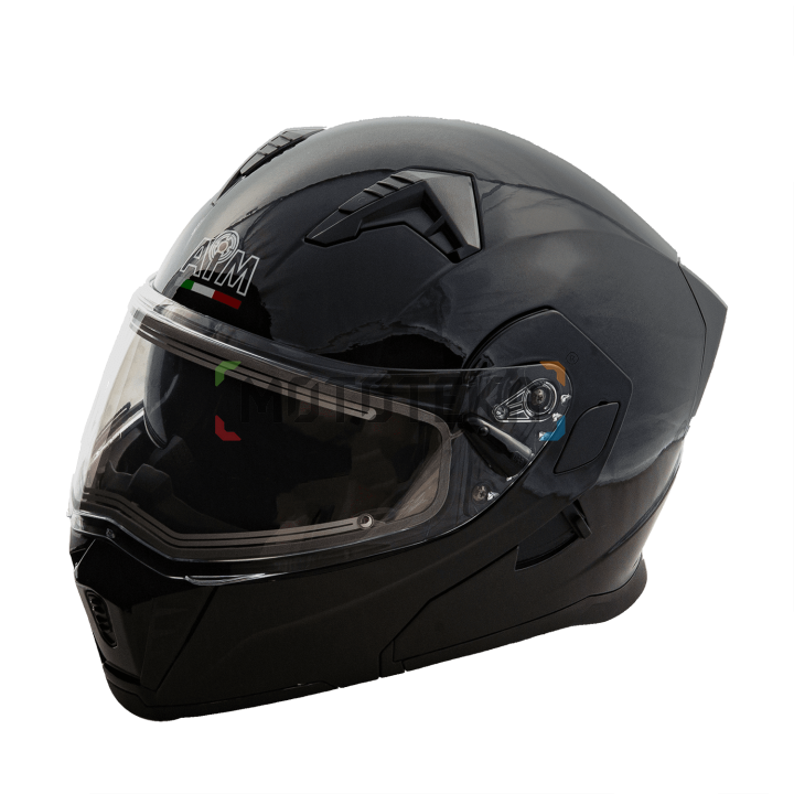 Шлем мото модуляр снегоходный AiM (Аим) JK906 (комплект) Black Glossy L