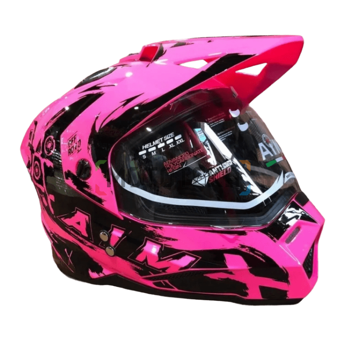 Шлем мото детский закрытый AiM (Аим) JK802Y Pink/Black Y/L