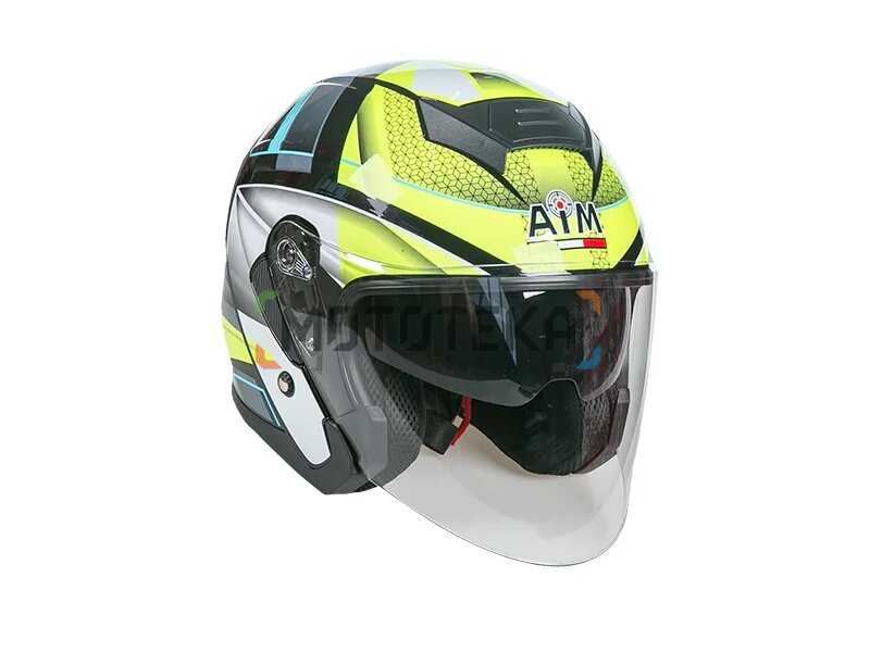 Шлем мото открытый AiM (Аим) JK526 Yellow/Grey/Black S