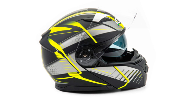 Шлем мото модуляр GTX 550 (L) #3 BLACK/FLUO YELLOW GREY (2 визора) | Мототека
