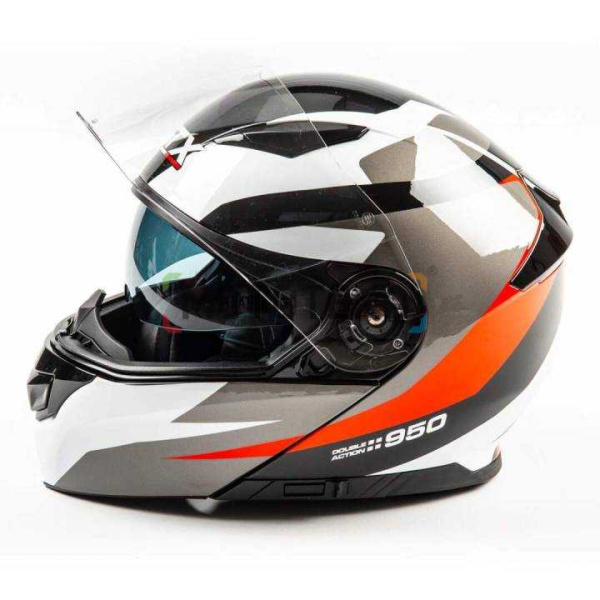 Шлем мото модуляр GTX 550 (L) #1 BLACK/WHITE RED GREY (2 визора)