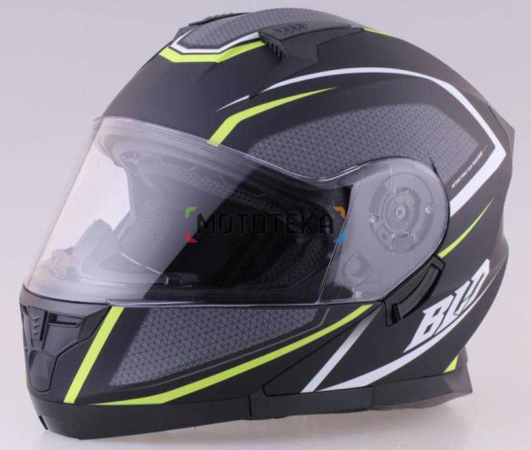 Шлем мото модуляр RACER (Рейсер) BLD-162 (XXL) черный/желтый
