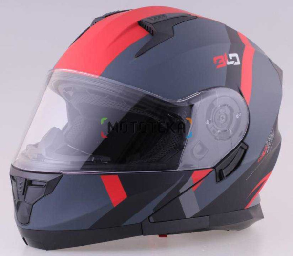 Шлем мото модуляр RACER (Рейсер) BLD-162 (XXL) черный/красный
